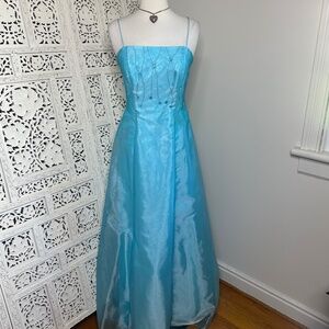 Blondie Nites By Jaslene Y2K Style Baby Blue Fairy Core Embellished Prom Dress